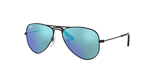 Ray-Ban Rj9506S Metal Aviator Sunglasses, Matte Black/Blue Flash, 50 Mm #TOP1