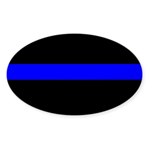 CafePress Police Officer Thin Blue Line Oval Car Bumper Sticker