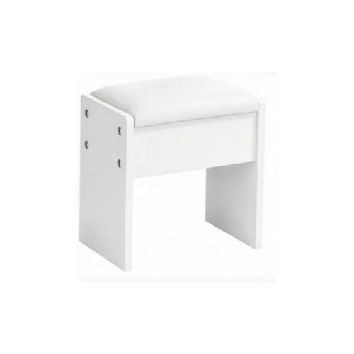 Image of ZenkiHome Dressing Table Stool with Wooden Frame, White