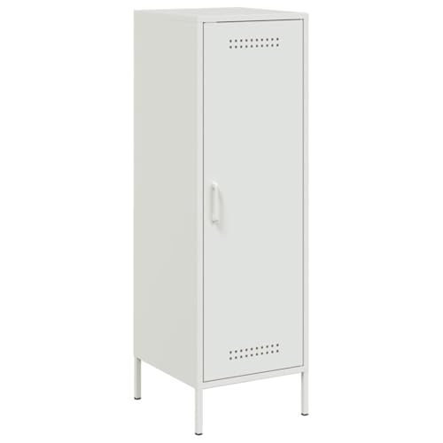 Highboard blanco 36x39x113 cm armario de acero con 3 compartimentos 2