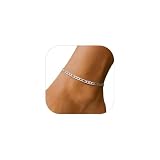 FindChic Stainless Steel Ankle Bracelets for Women Beach Jewelry Plus Size Anklet Waterproof 8.5'' 10.5'' Adjustable Figaro Link Ankle Foot Chains