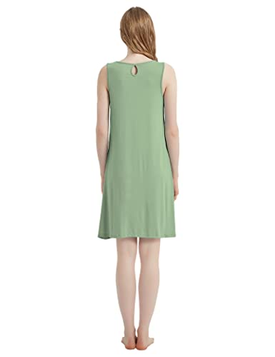 Image of GYS Cooling Bamboo Viscose Nightgowns for Women, Lightweight Sleeveless V Neck Sleep Shirt for Hot Sleepers, Soft Night dress