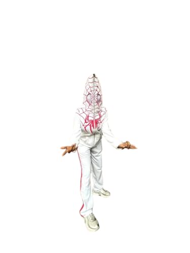 Image of STYLEVERSE Men's Cotton Relaxed Fit Full Zipped Spidy Hoodies Trendy and Comfortable (White & Red)