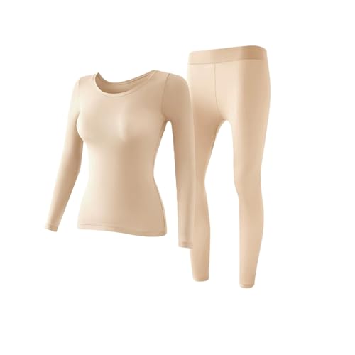 Women's Ultra Thin Seamless Thermal Underwear， Thermal Underwear for Women，autumn and Winter Fashion Casual and Warmth (Apricot,XL)