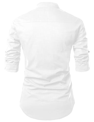 Image of Zombom Men's Solid Cotton Polyester Blend Casual Regular Fit Mandarin /Chinese Collor Full Sleeve Kurta Shirt for Men
