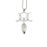 SanLan Stainless Steel Wicca Witch Necklace Triple Moon Goddess Amulet Pagan Women Jewelry