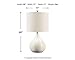 Signature Design by Ashley Rainermen Casual Ceramic Table Lamp, Transparent White Glaze Finish, Drum Hardback Fabric Shade, 11