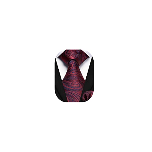 Image of HISDERN Ties for Men Paisley Floral Tie Handkerchief Classic Woven Business Formal Necktie and Pocket Square Set Wedding