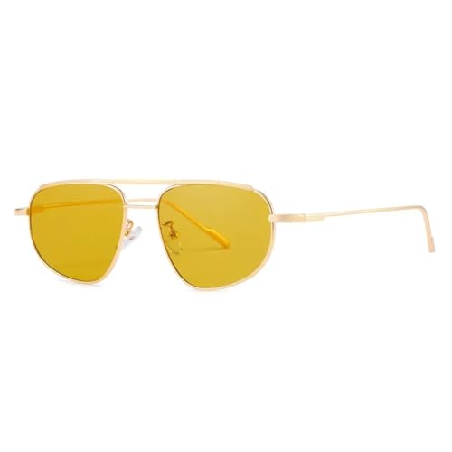 Lunettes de soleil ovales contre l'éblouissement, monture rétro en métal protectrice UV400