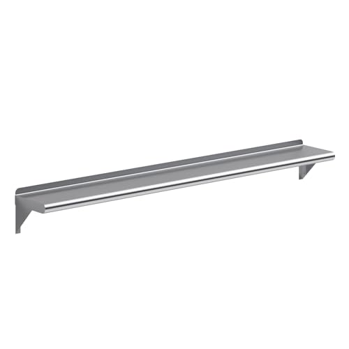 Image of AmGood 8 in. x 60 in. Stainless Steel Wall Shelf | NSF | Metal Shelving | Garage, Laundry, Storage, Utility Room | Restaurant, Commercial Kitchen