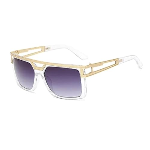 Lunettes de soleil grande monture métal élégance masculine double pont