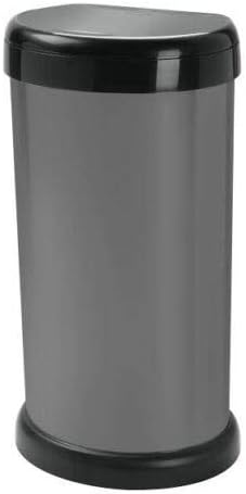 KetoPlastics 42L 42 litre KITCHEN BIN MODA TOUCH TOP LID, PLASTIC, STYLISH BIN WITH FLAT BACK (PLATINUM)