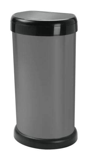 KetoPlastics 42L 42 litre KITCHEN BIN MODA TOUCH TOP LID, PLASTIC, STYLISH BIN WITH FLAT BACK (PLATINUM)