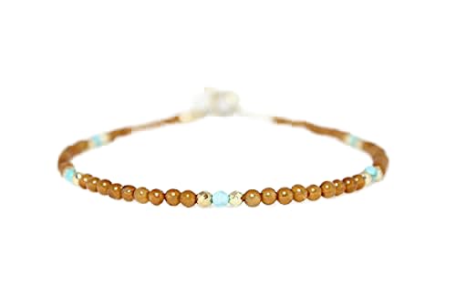 Bracelet stacking en grenade et turquoise 2mm à porter au quotidien ou en soirée LCBR-3561