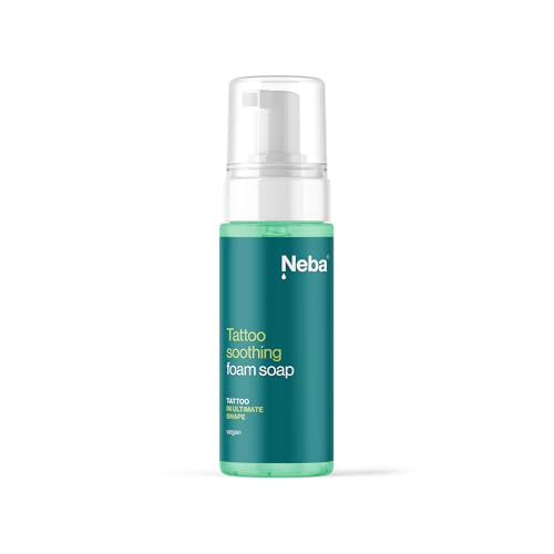 NEBA Jabón Espuma Calmante para Tatuajes - Limpieza sin agua - Cuidado después del tatuaje - Respetuoso con la piel - Apto para veganos - Sin crueldad - 150 ml