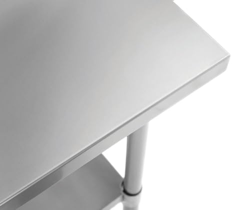 Image of Kratos Commercial Worktable, All-Stainless Steel Kitchen Prep Table with Undershelf and Backsplash, 30 inchDx30 inchW, NSF, 16ga /304SS (28W-317)