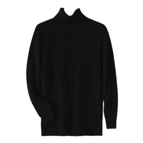 Suéter clásico de lana de negocios para hombre, suéter de punto liso, cuello alto, manga larga, suave, suéter de invierno, Negro, S