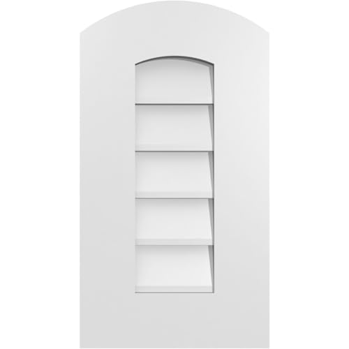 12"W x 22"H Arch Top Surface Mount PVC Gable Vent: Non-Functional, w/ 3-1/2"W x 1"P Standard Frame