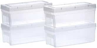Chetan Plastic Storage Boxes, Transparent Containers, Medium Boxes With Lock System for Jewellery 25x9x10.5 Cm - Pack of 4 (Size No - 33)