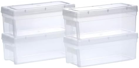Chetan Plastic Storage Boxes, Transparent Containers, Medium Boxes With Lock System for Jewellery 25x9x10.5 Cm - Pack of 4 (Size No - 33)