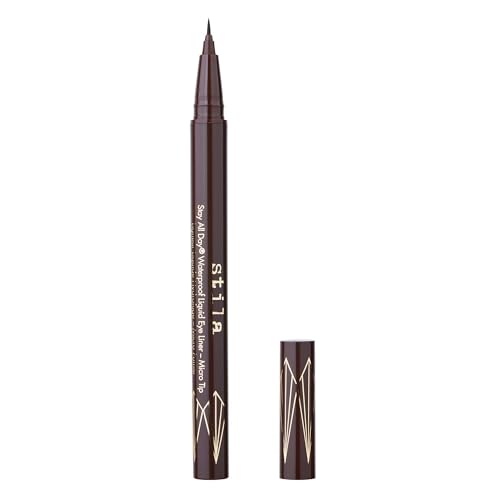 Stila All Day Dual-Ended Liquid Eye Liner, Easy To Use Eyeliner Pen, Smudge & Transfer Proof, Liner Stays On All Day and Night, Goes On Smoothly Without Skipping, Smudging or Pulling – Dark Brown