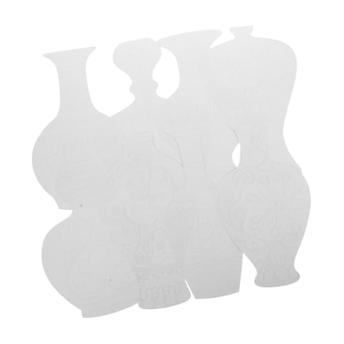 Gogogmee 16個の子供用ペイントステンシルdiyクラフトキット、中国の青と白の花瓶デザインペイントペーパーステンシル段ボール、落書き描画と家族アクティビティ用