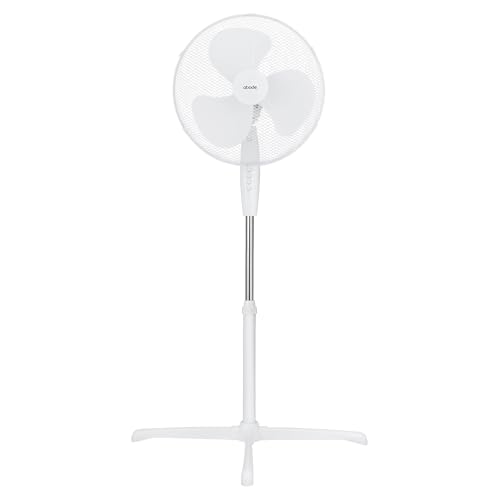 Abode 16 Inch Lightweight Pedestal Fan 3 Speeds Wide-Angled Oscillation Powerful Airflow Adjustable Height White - APPF1621-AZ