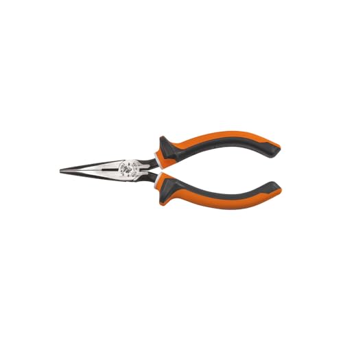 Klein Tools 2036EINS Insulated Pliers, Long Nose Side Cutters with Knurled Jaw, Slim 6-Inch