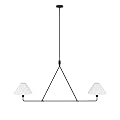 Modern 2-Light Kitchen Island Lighting 46.45 inch Matte Black Linear Chandelier with Fabric Shade Classic Farmhouse Pendant Lights Over Table for Dining Room Bar E12
