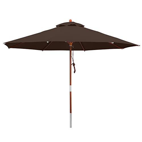 anndora 30001 Sonnenschirm, braun, 300 cm rund, Gestell Holz, Bespannung Polyester, 9.5 kg