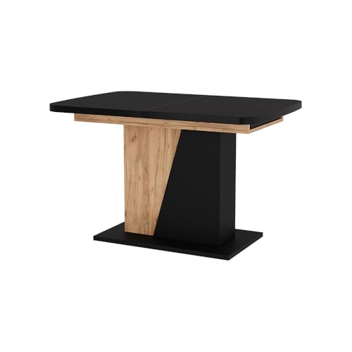 Vicco Table de Salle à Manger Fenaro, Noir/Chêne de Force doré, 120-160 x 80 cm Extensible, Extensible avec rallonge pour des Dimensions de Table Flexibles