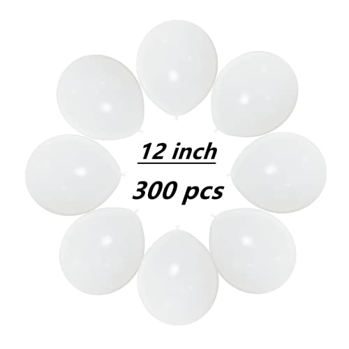 Image of 300 Pack White Balloons 12 Inch White Latex Balloons Bulk for Party Supplies and Decorations