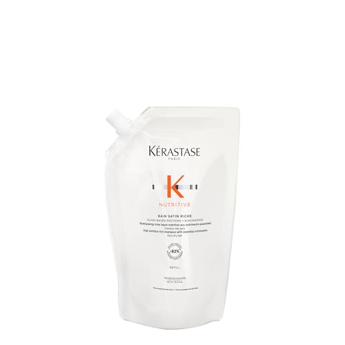 Kérastase Nutritive, Champú Hidratante, Para Cabello muy seco, Fortalece y repara, Con proteínas vegetales, Bain Satin Riche, Recarga 500 ml