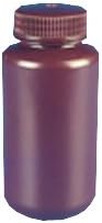 Tarsons T581350 HDPE Wide Mouth Boston Round Bottle, 1 L, Amber (Pack of 36)