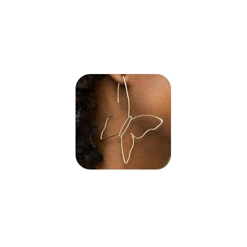 fxmimior Fashion Women Bohemian Gold Big Butterfly Earrings Tassels Long Chain Drop Dangle Earrings Jewelry for Women and Girls
