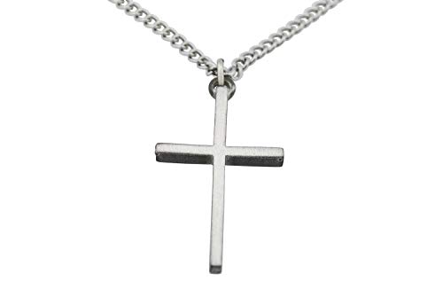 Pewter Cross Pendant Necklace, 24