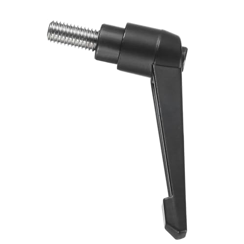 Image of uxcell Adjustable Clamping Lever Handle M10 x 20mm Metric 304 Stainless Steel Male Threaded Stud Hand Knobs Push Button Ratchet Rotating Screw Handles Bolts with Locking Lever Black