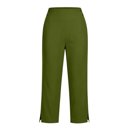 Women's Wide Leg Casual Pants High Waist Ankle Slit Hem Side Pocket Pants - image 5