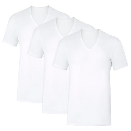 Hanes Men's Sweat Block Undershirt, White V-Neck T-Shirt, 3-Pack (Pack of 3)