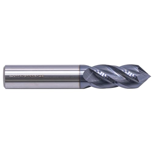 Image of High Performance 1 /2 inch 4-Flute 90 Degree Solid Carbide Drill Mill - AlTiN Coated, 90 Included Angle, 4 Flute, 1 /2 inch Cutting Diameter, 1 /2 inch Shank Diameter, 1 inch Length of Cut, 3 inch Overall Length