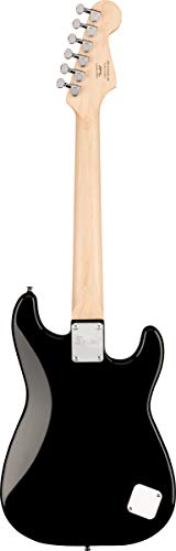 Image of Fender Squier 3 /4-Size Left-Handed Kids Mini Strat Electric Guitar - Black Bundle with Amplifier, Instrument Cable, Tuner, Strap, Picks, and Austin Bazaar Instructional DVD