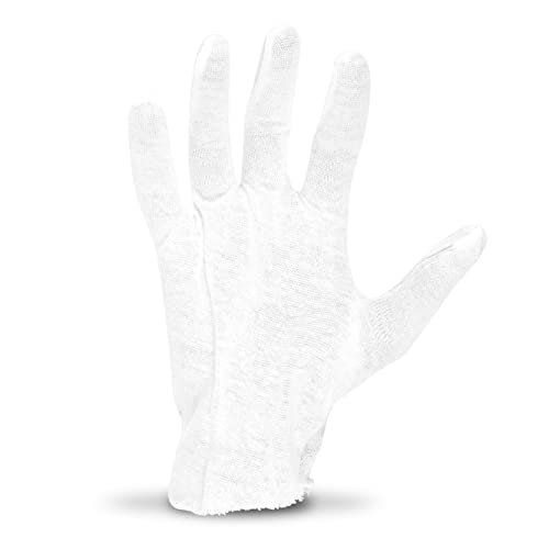White Inspection Gloves, 100% Soft Cotton, 12-Pairs, Medium Weight, Handling Antiques, Costume Wear, Dry Hand Repair #TOP2