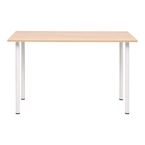 Table moderne en chêne marron et acier blanc meuble durable de qualité - 2