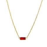 Collar Con Piedra De Nacimiento Para Mujeres Y Niñas, Delicado Colgante De Rubí, Esmeralda, Circonita Cúbica Y Diamantes, Cadena Chapada En Oro De 14 Quilates, Joyería Con Piedra De Nacimiento,