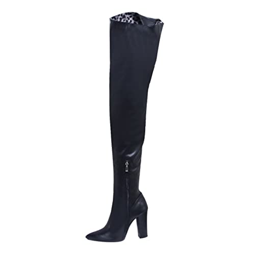 Bottes au dessus du genou en PU de qualité supérieure avec bout pointu chic
