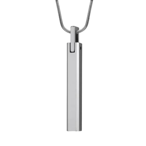 Image of THE MEN THING SLEEK APEX - Pure Titanium Steel Silver Bar Pendant with 24inch Snake Chain for Men & Boys