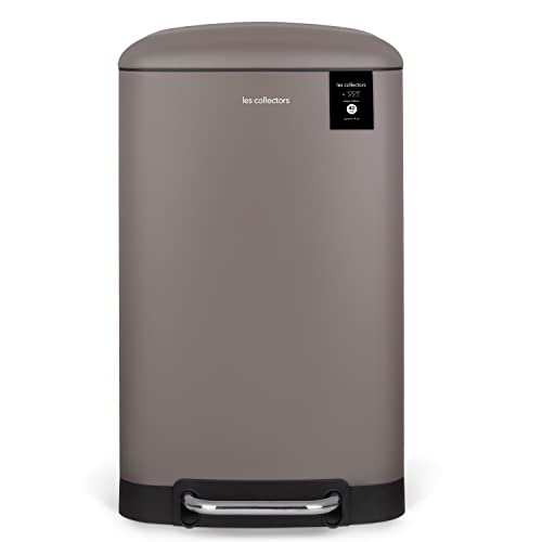 Poubelle de Cuisine à pédale Acier Inox Les Collectors n°883 Taupe, Grande Capacité 40 L, Compatible Sacs 50L, Seau intérieur amovible, Elégant Finition Mat, Fermeture couvercle silencieuse