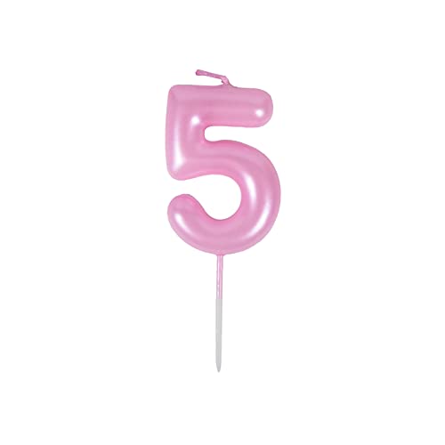 5 Año Velas Cumpleaños Rosa Niña Velas Cumpleaños Números 5 Cover
