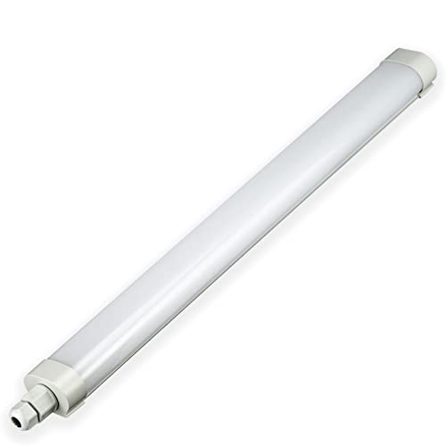Popp® Pantalla estanca LED Integrado 18W 60CM 4000K 140lm/W TUBELINE-LARGA HORAS ENCENDIDO No flicker IP65 blanco PC parking trastero interior exterior 3 años garantía (18W 60CM, 4000K)