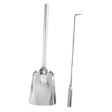 ARTSEWPLY Chimenea con Pala y Atizador de Hierro Fundido Grueso Resistente Altas Temperaturas para Manejo y Limpieza de Fuego Hogar y Camping Color Plateado